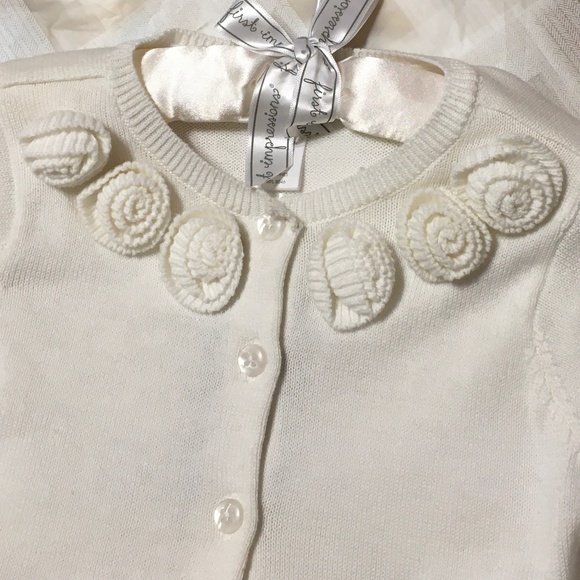 First impression Girl White Long Sleeve Sweater size 18 month, 24 month. - Picture 3 of 5